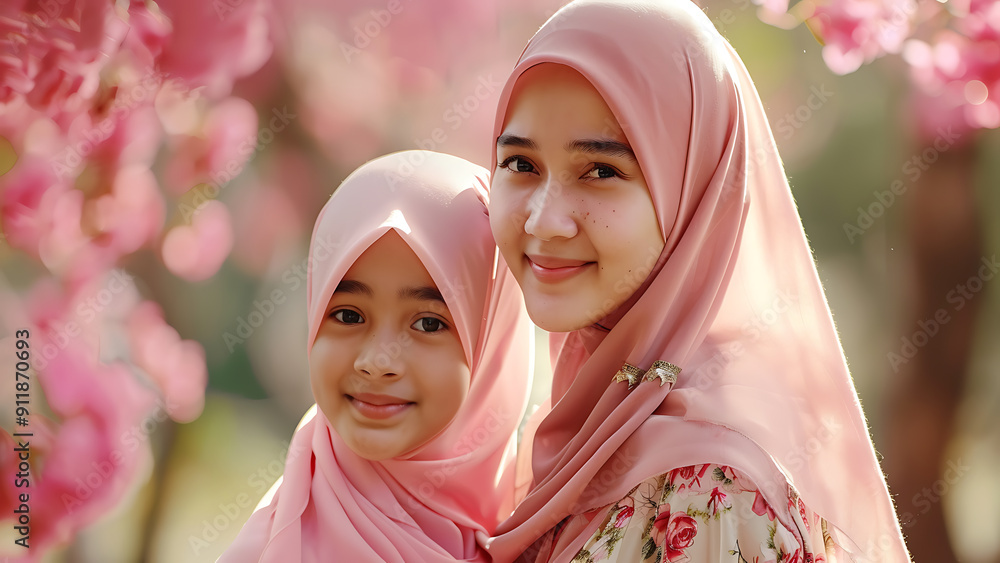 Traditional Muslim Girls Sharing a Joyful Moment Traditional Muslim Girls Sharing a Joyful Moment