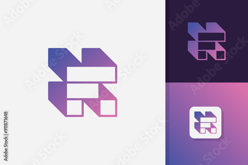letter f block logo design vector template	