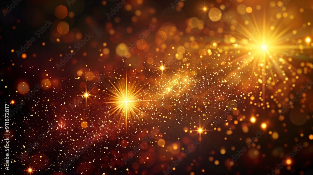 Starry Shiny Background: Golden background with lights and bokeh effect. Starry Shiny Background: Golden background with lights and bokeh effect.