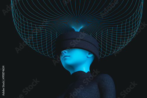 Humanoid connected to big data network photo