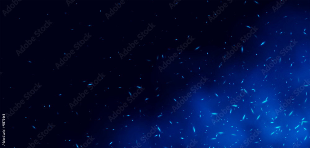 Blue flame with sparks, fire with flying cinder, abstract glowing embers, heat sparkles, bokeh fire texture. Vector illustration. Blue flame with sparks, fire with flying cinder, abstract glowing embers, heat sparkles, bokeh fire texture. Vector illustration.