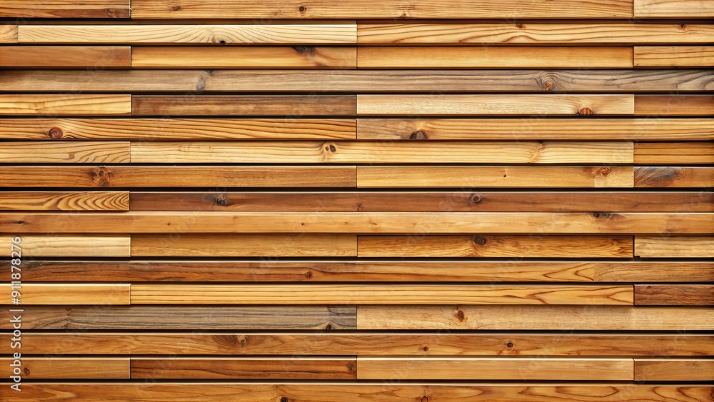 Natural wooden lath wall background featuring a seamless pattern of horizontal modern wood slats in a warm, earthy tone, perfect for rustic and industrial designs. Natural wooden lath wall background featuring a seamless pattern of horizontal modern wood slats in a warm, earthy tone, perfect for rustic and industrial designs.