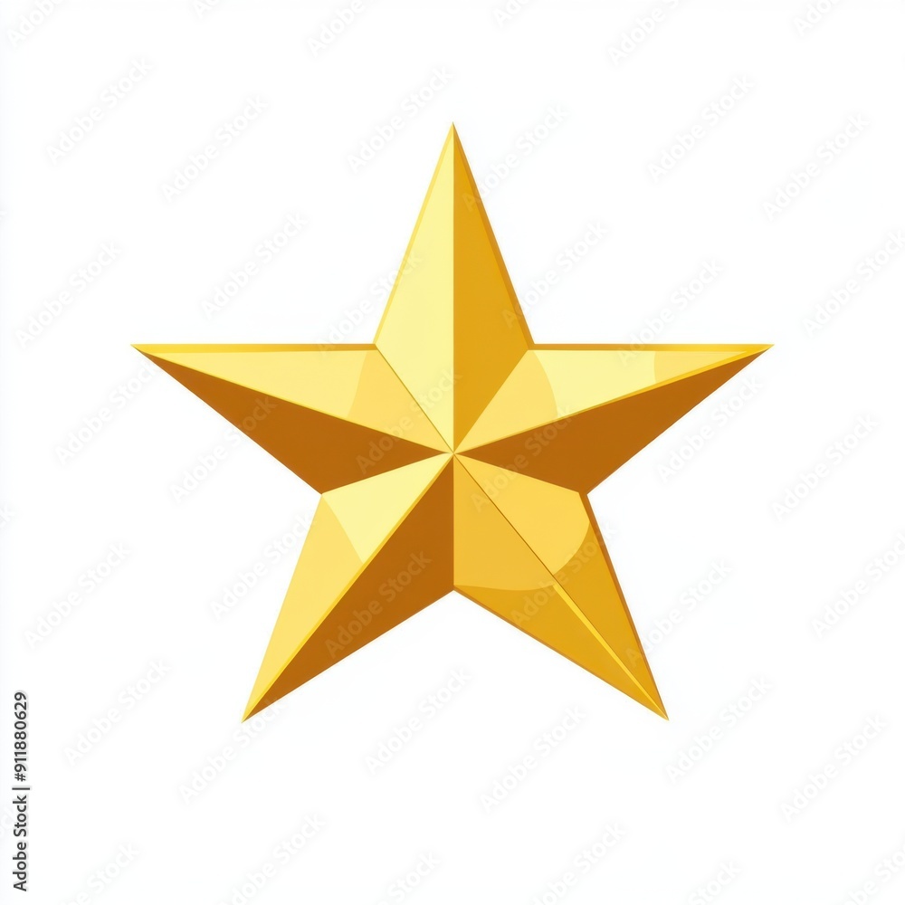 Shining Golden Star Icon in Flat Design on White Background. Shining Golden Star Icon in Flat Design on White Background.