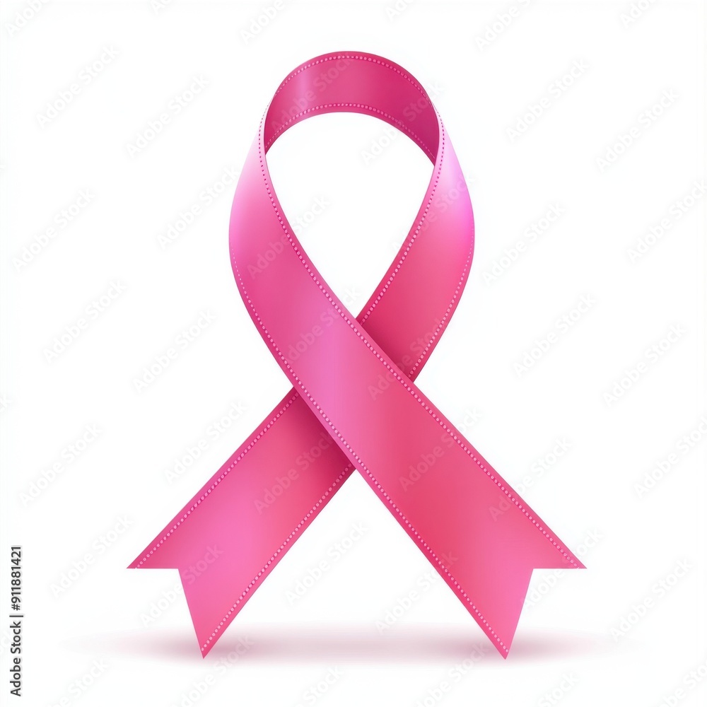 Ribbon Awareness Symbol in Sleek Pink Design Isolated on White Background Ribbon Awareness Symbol in Sleek Pink Design Isolated on White Background