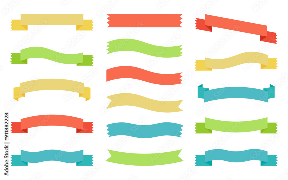 Set of Ribbons. Colorful Ribbon elements. Modern simple ribbons collection. Vector illustration. Set of Ribbons. Colorful Ribbon elements. Modern simple ribbons collection. Vector illustration.
