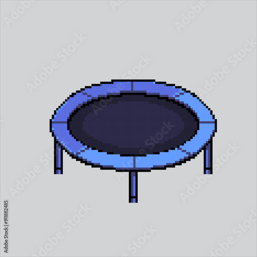 Pixel art illustration Trampoline. Pixelated Kid Trampoline. Playground kid trampoline icon pixelated for the pixel art game and icon for website and video game. old school retro.