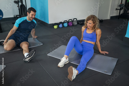 multiracial friends doing sports in the gym