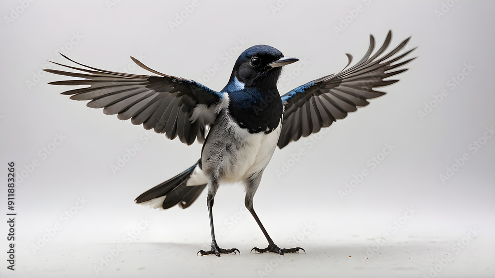 Fototapeta premium Robin magpie bird on white background