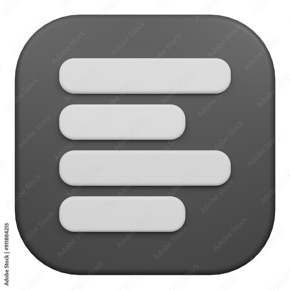 align left 3d icon isolated on the transparent background align left 3d icon isolated on the transparent background