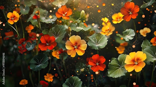 Wallpaper Mural Nasturtiums in a cosmic flower bed Torontodigital.ca