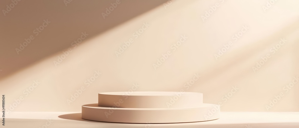 Obraz premium Minimal empty podium under sunlight filtering through
