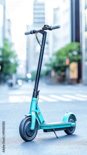 Mobility innovation, electric scooters in city, urban transport, Watercolor style