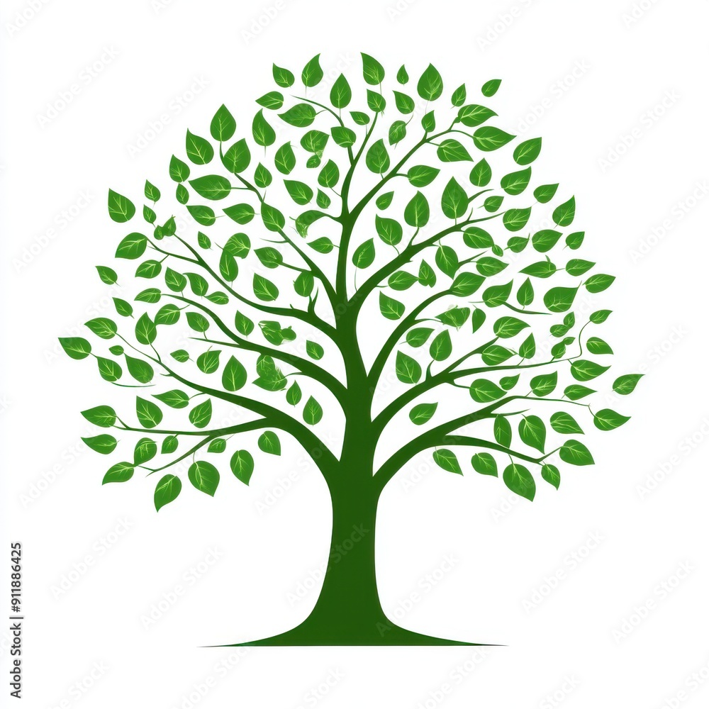 Iconic Tree Silhouette: Green Nature Symbol isolated on White Background Iconic Tree Silhouette: Green Nature Symbol isolated on White Background