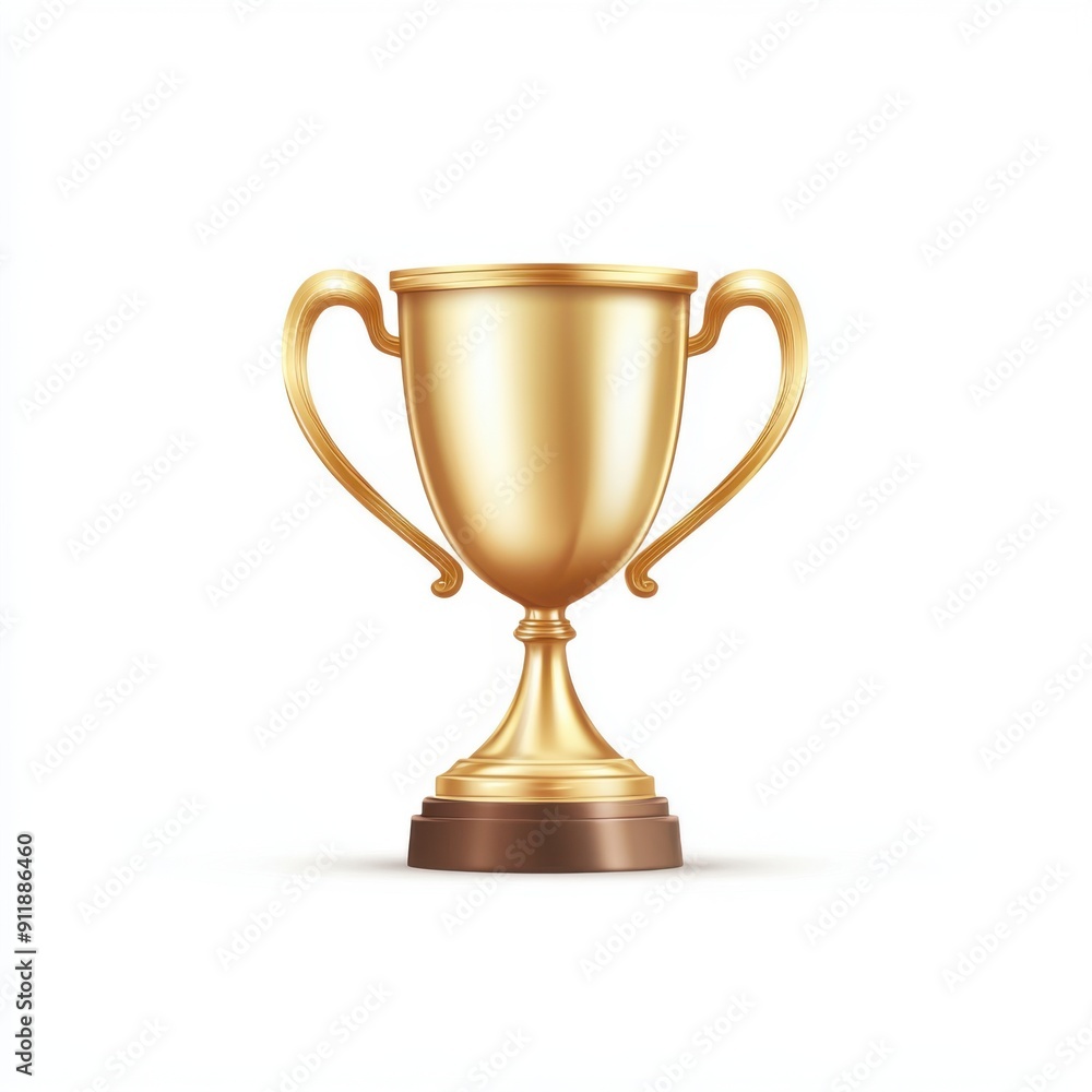 Golden Trophy Icon - Realistic Achievement Symbol Illustration on White Background Golden Trophy Icon - Realistic Achievement Symbol Illustration on White Background