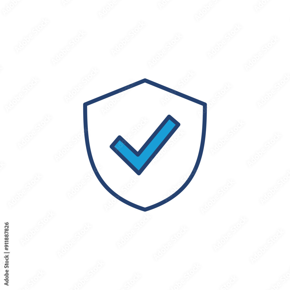 Shield check mark icon vector. Protection approve sign. Safe icon vector Shield check mark icon vector. Protection approve sign. Safe icon vector