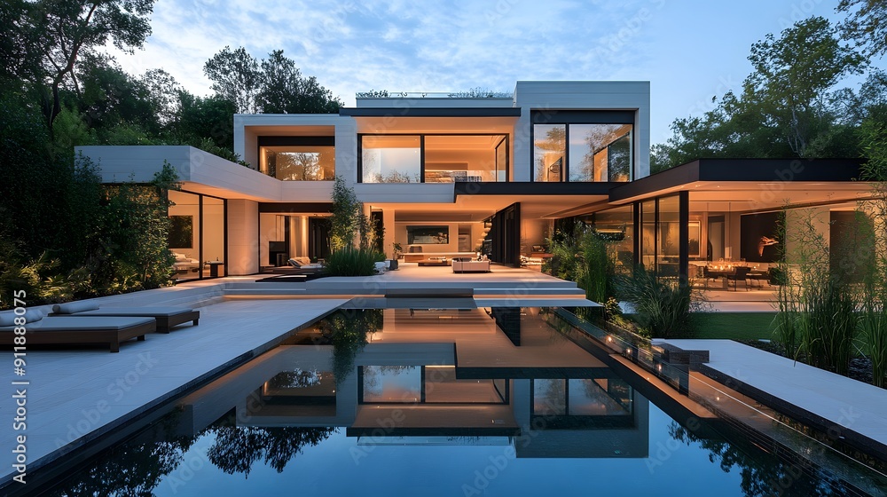 Elegant Fusion of Modern Design and Nature. Ultra modern mansion with clean lines and open... Elegant Fusion of Modern Design and Nature. Ultra modern mansion with clean lines and open...