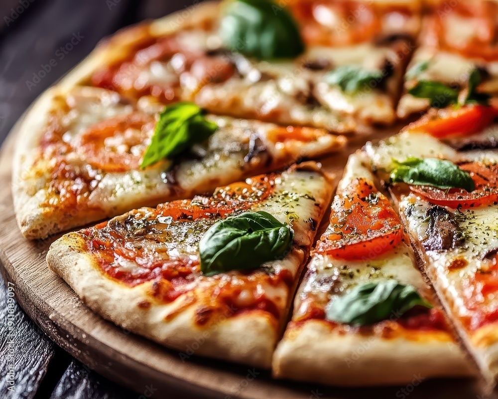 Homemade pizza, vibrant colors, delicious dishes, close-up, detailed Homemade pizza, vibrant colors, delicious dishes, close-up, detailed