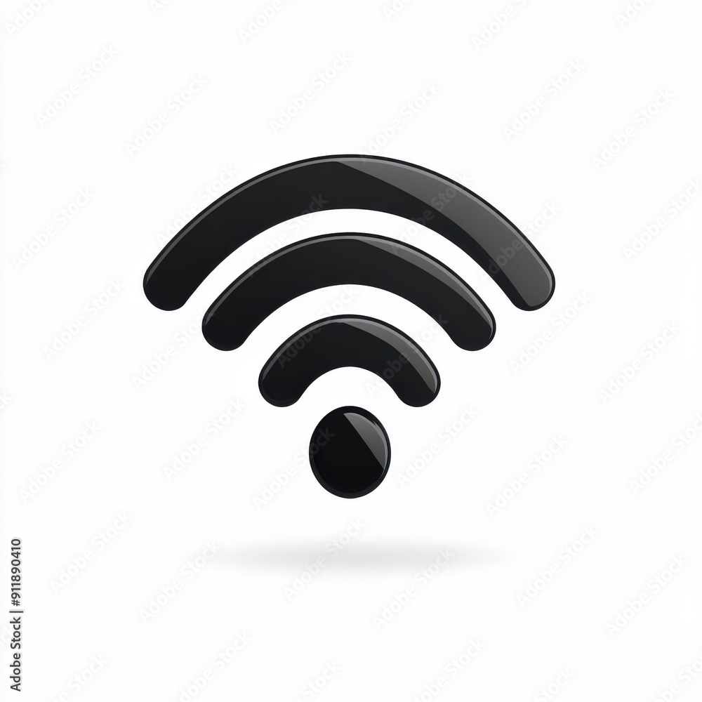 Futuristic WiFi Connectivity Symbol in Modern Black Design on White Background Futuristic WiFi Connectivity Symbol in Modern Black Design on White Background