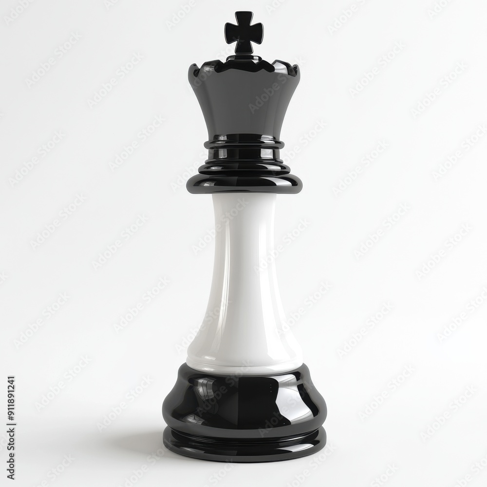 Strategic Chess Piece in Monochrome 3D Rendering on White Background Strategic Chess Piece in Monochrome 3D Rendering on White Background