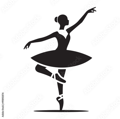 Minimal Ballerina vector icon in flat style silhouette vector isolated on white background