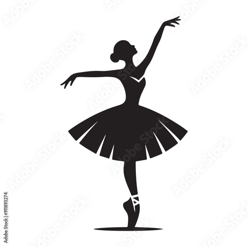 Minimal Ballerina vector icon in flat style silhouette vector isolated on white background