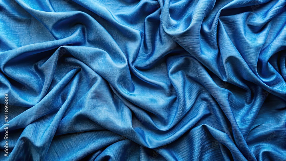 Fototapeta premium Blue wrinkled fabric texture, rendered background, wrinkled, textured, blue, fabric, material,rendering, realistic, soft