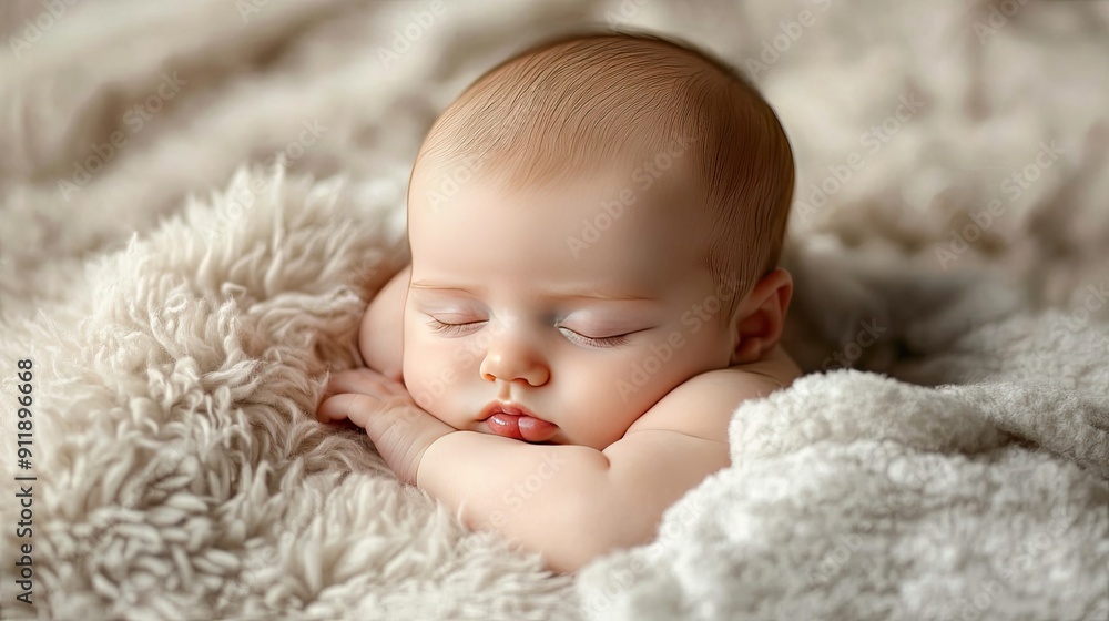 A baby is sleeping on a blanket. The baby is laying on its back with its head resting on its chest A baby is sleeping on a blanket. The baby is laying on its back with its head resting on its chest