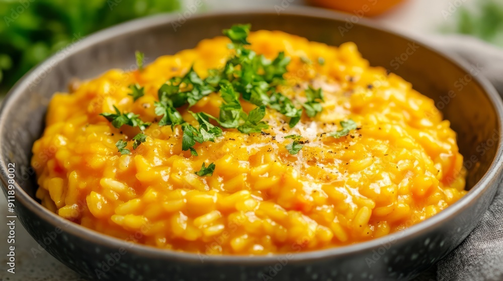 Pumpkin risotto, fresh salad lunch for kids Pumpkin risotto, fresh salad lunch for kids