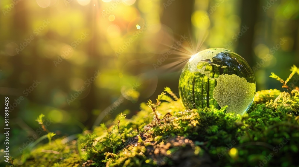 Glass Globe Earth in a Lush Forest Glass Globe Earth in a Lush Forest