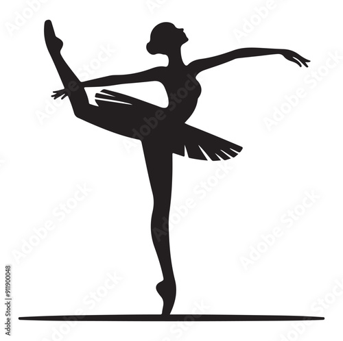 Minimal Ballerina vector icon in flat style silhouette vector isolated on white background