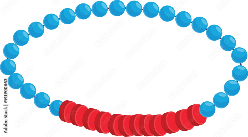 Obraz premium String of blue and red beads is forming a bracelet for jewelry making