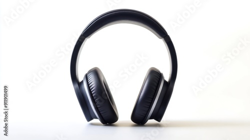 Black Headphones on White Background