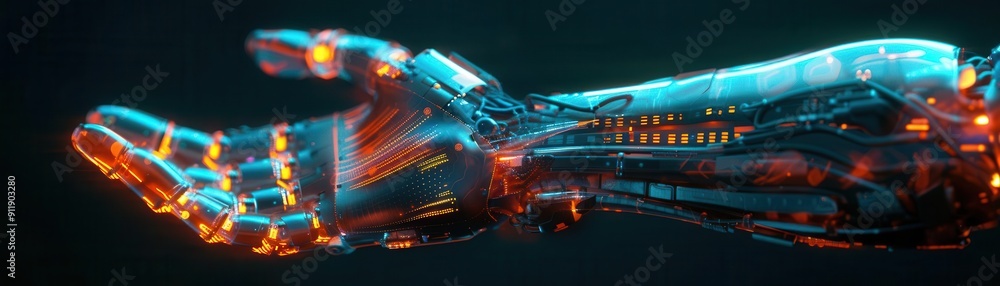 Arms with tech shimmer in futuristic setting, top view, showcasing advanced digital design, cybernetic tone, vivid Arms with tech shimmer in futuristic setting, top view, showcasing advanced digital design, cybernetic tone, vivid