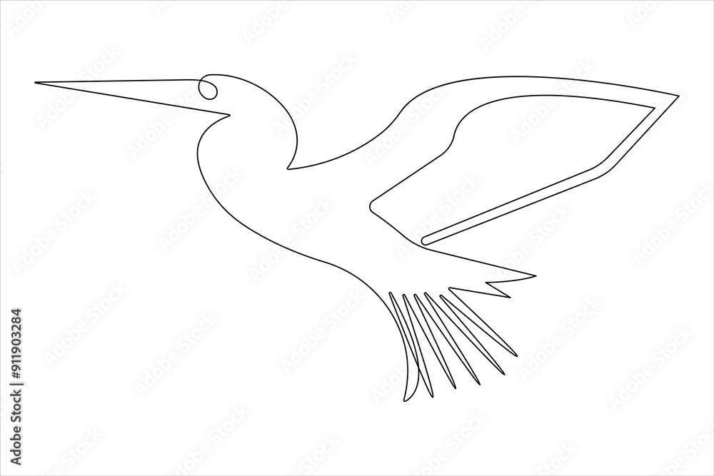 Fototapeta premium One continuous line drawing of adorable heron bird concept for conservation icon. Modern line art design vector 