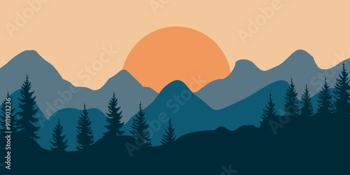 vintage Outdoor mountains Summer. vector  designs.