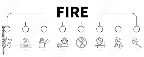 fire banner web icon vector illustration concept