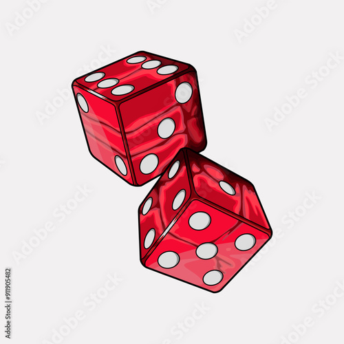 3d red two dices vector illustration