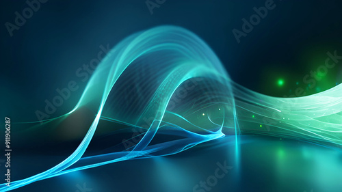 Wallpaper Mural Abstract blue and green wave background with stars and light. Data transfer concept Science style wallpaper. Ai generative Torontodigital.ca