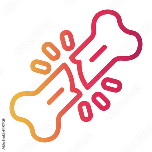 bone broken Line Gradient Icon