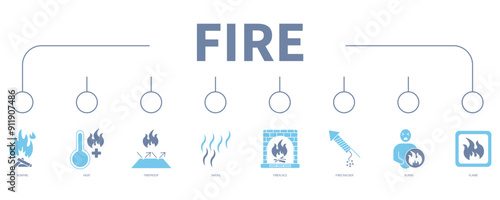 fire banner web icon vector illustration concept