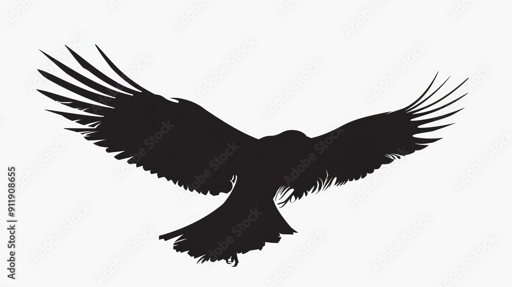 Fototapeta premium Silhouette of an eagle with outspread wings in flight
