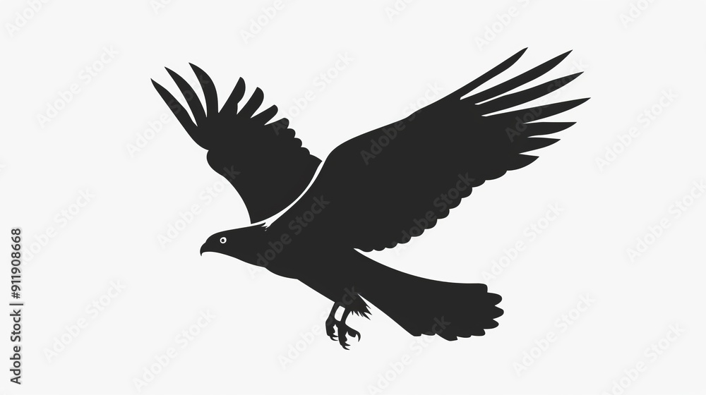 Obraz premium Elegant silhouette of eagle flying with open wingspan