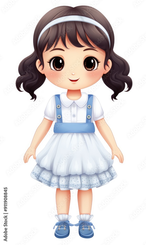 Doll isolate on a white background : a cherished plaything and collectible, embodying childhood memories and cultural significance, reflecting history and imagination. Doll isolate on a white background : a cherished plaything and collectible, embodying childhood memories and cultural significance, reflecting history and imagination.