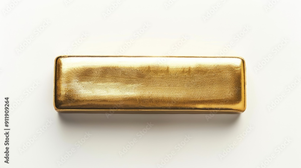 Gold bar isolated on white background top view with copy space. Financial economy banking concept. Golden precious metal Gold bar isolated on white background top view with copy space. Financial economy banking concept. Golden precious metal