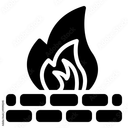 Bon fire Icon in Solid Style