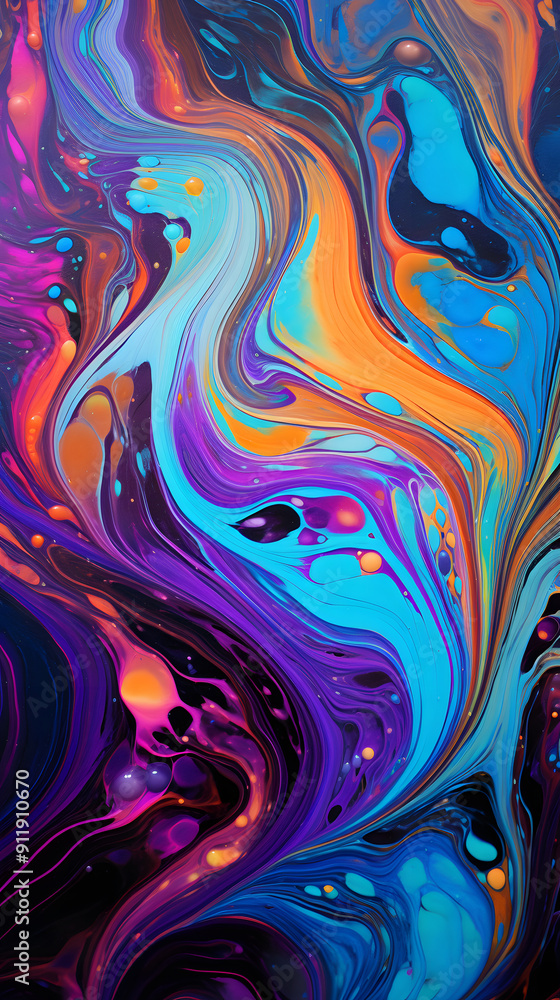Digital neon graffiti marble swirl curve abstract poster background Digital neon graffiti marble swirl curve abstract poster background