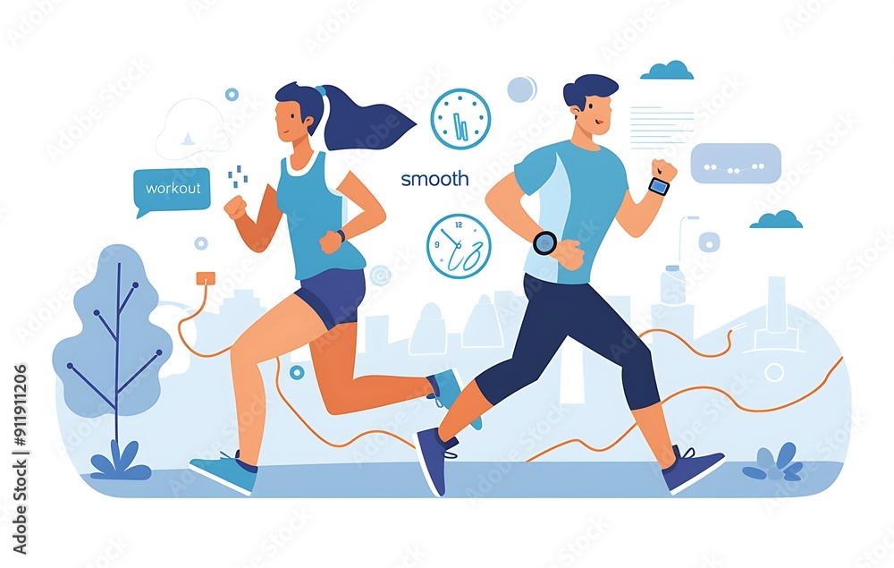 Fototapeta premium Sporty people running in the park. Active lifestyle concept.