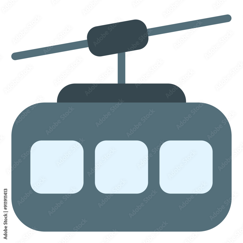 Cable Car Icon in Flat Style Cable Car Icon in Flat Style