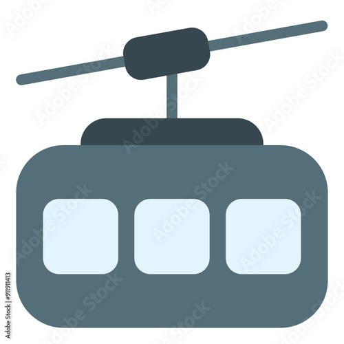 Cable Car Icon in Flat Style