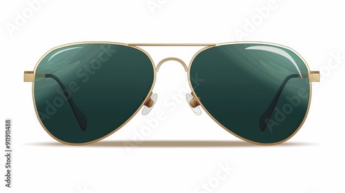 Golden aviator sunglasses with green tinted lenses.